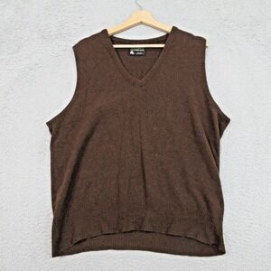 Vintage Puritan Sweater Vest Men XL Brown 100% Pure Wool V Neck Pullover Classic